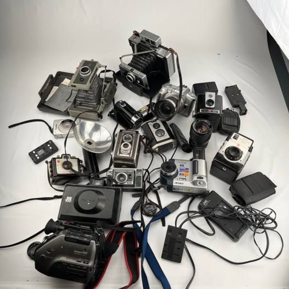 Vintage Camera and Camcorder Lot - Polaroid, Kodak, JVC, Sony UNTESTED